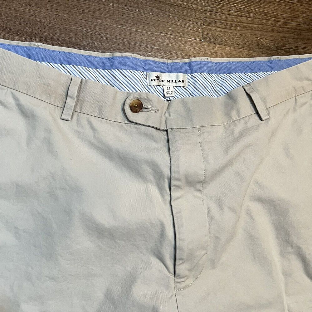 Peter Millar‎ Chino Shorts Mens 38 Beige Pima Cotton Golf Classic Twill